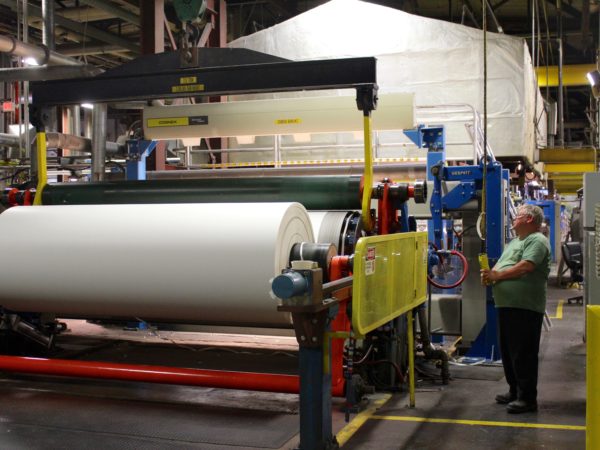 Making rolls of paper inside the Potsdam Specialty Paper Company in Potsdam