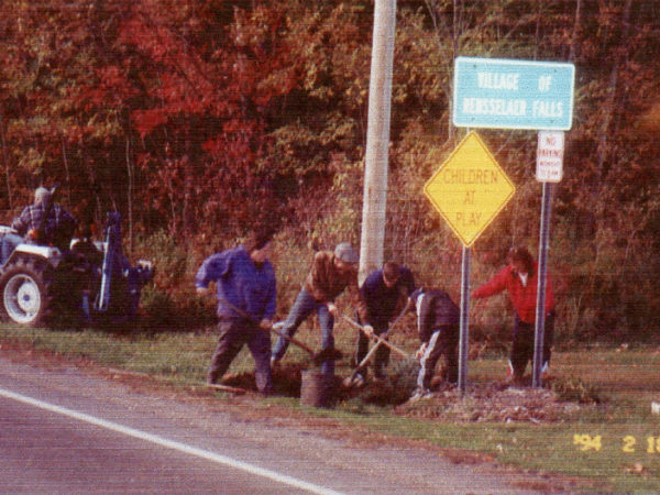 Planting a tree after the 1998 Ice Storm in Rensselaer Falls