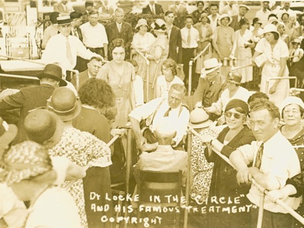 Doctor Locke in the center of his treatment circle in Williamsburg