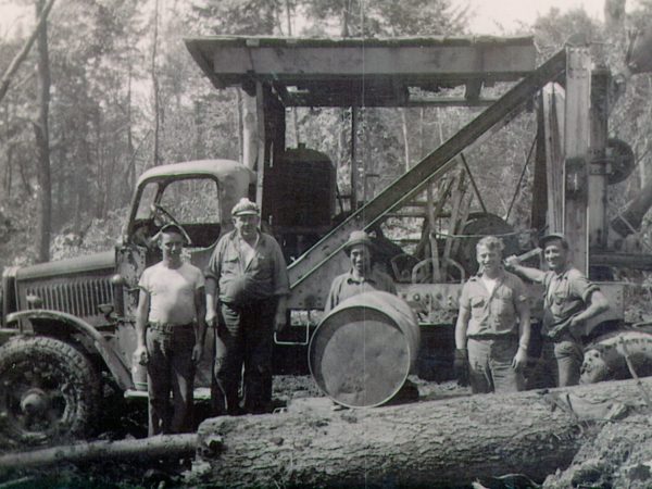 Loggers at a camp in North Hudson