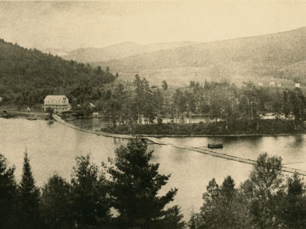 The first float bridge in Long Lake