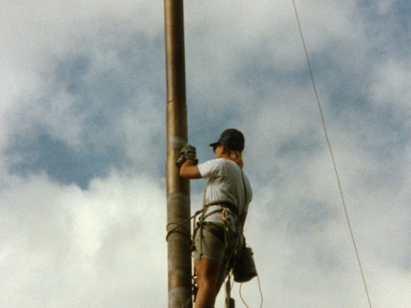 Jenny Drake Painting Vietnam War memorial flagpole in Long Lake