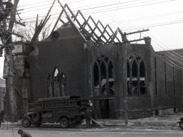 Fire aftermath of Plattsburgh Baptist Church in Plattsburgh