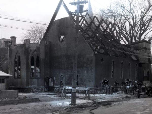 Fire aftermath of Plattsburgh Baptist Church in Plattsburgh