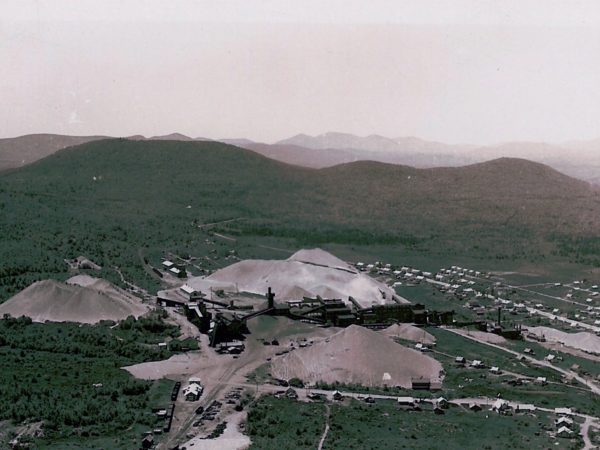 : Aerial view of the Lyon Mountain mines in Lyon Mountain