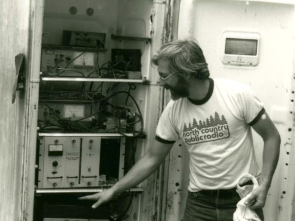 NCPR engineer Bob Sauter installs a translator in Long Lake