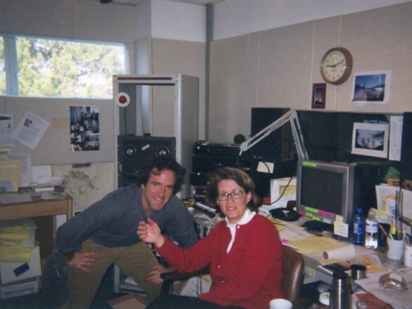 David Sommerstein and Martha Foley in office at NCPR in Canton