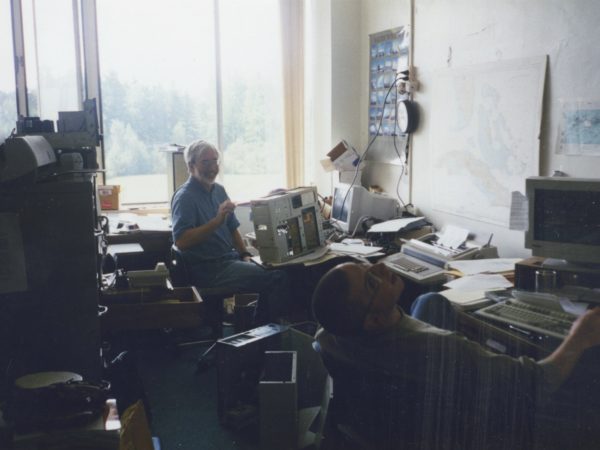 Bob Sauter and Joel Hurd in NCPR offices in Canton