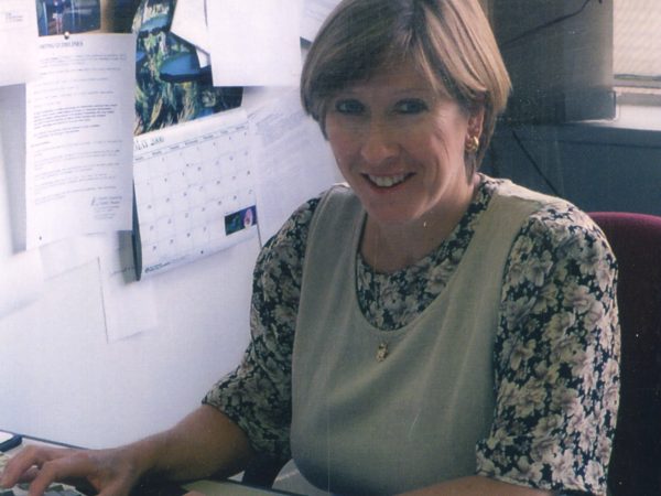 Sandy Demarest in her office at NCPR in Canton