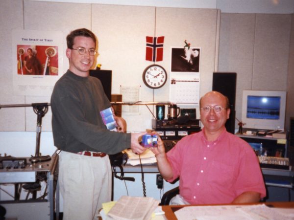 Joel Hurd and Todd Moe in office at NCPR in Canton