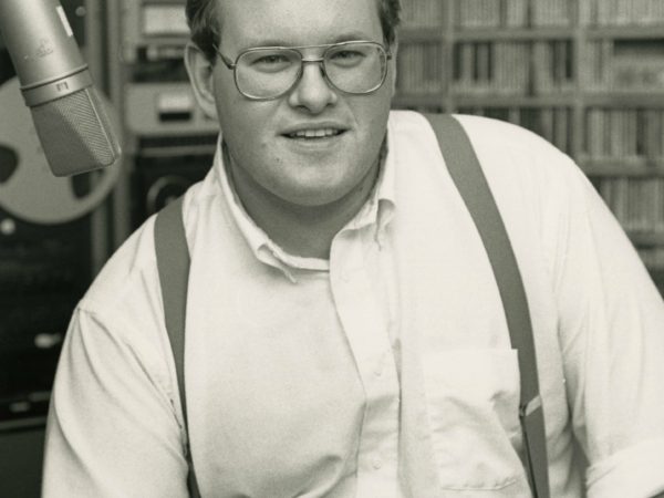 Reporter Andy Flynn in the studio at NCPR in Canton