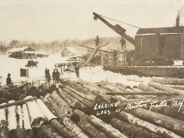 Steam loading logs in Newton Falls