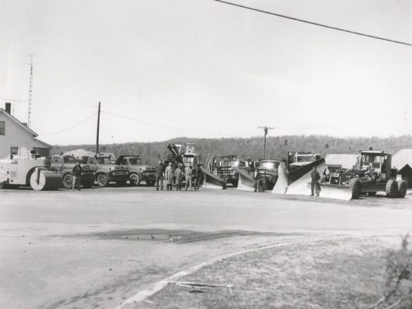 Highway department with trucks at the town barn in Newton Falls