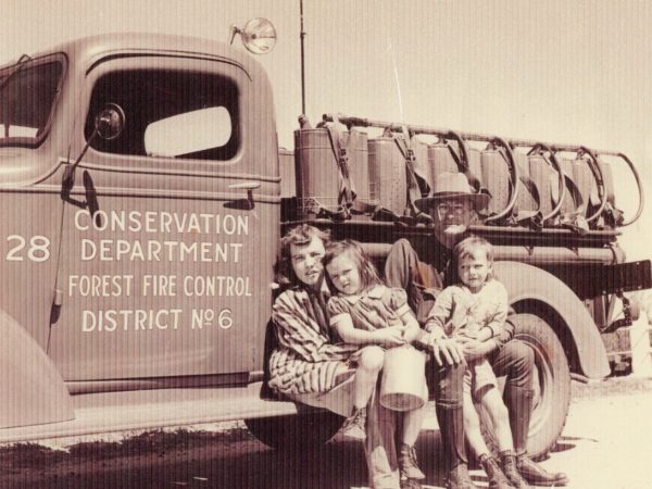 Mose LaFontaine with his Conservation Department truck in Cranberry Lake