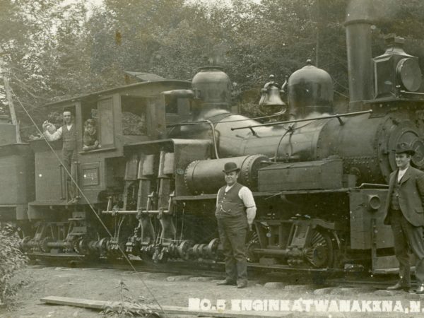 Men with Engine No. 5 in Wanakena