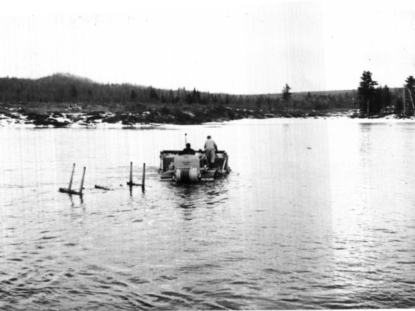 Pulling a bulldozer across the river in Hollywood