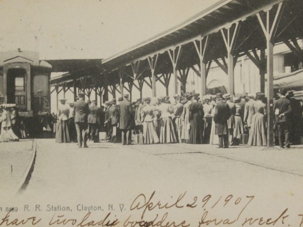 Tourists at the railroad station in Clayton