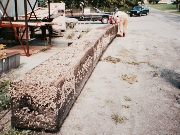 Oak beam found by scuba divers in the St. Lawrence River in Clayton