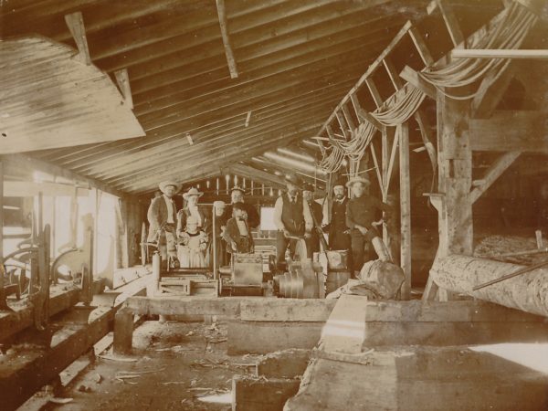 Workers at the old Piseco mill