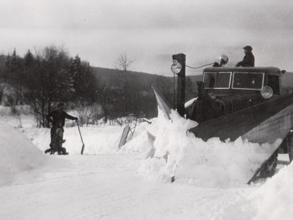 Plowing with a Lynn snowplow in Benson