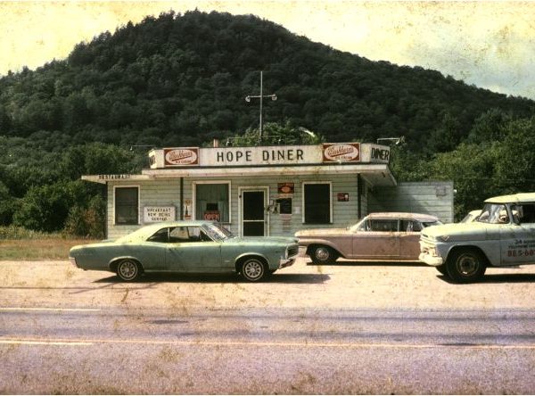 Cars in front of the Hope Diner