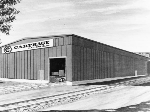 An architect’s drawing of the addition to the Carthage Machine Company building in Carthage