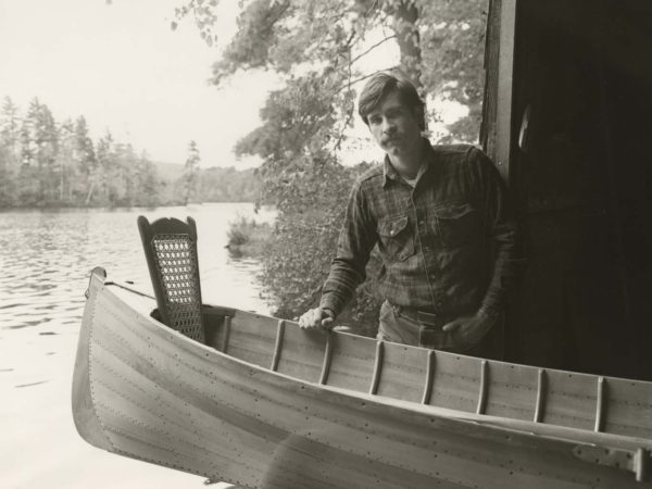 Jim Cameron with a guideboat on Upper St. Regis Lake