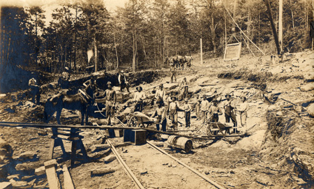 Miners with tools at Hoopers Mine in North River