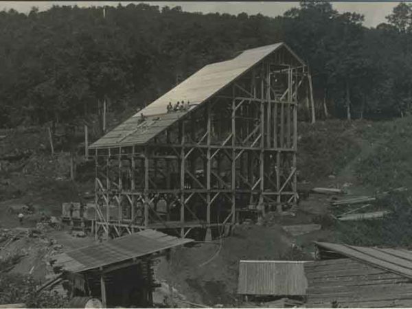 Constructing the American Glue Company mill in Minerva