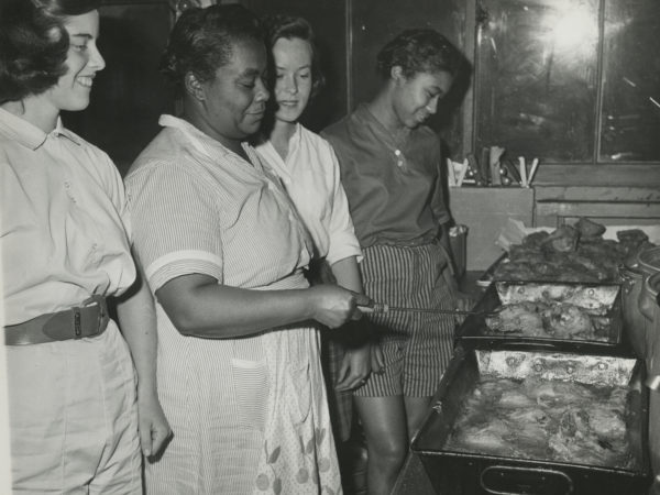 Frying chicken at the Echo Camp for Girls in Raquette Lake