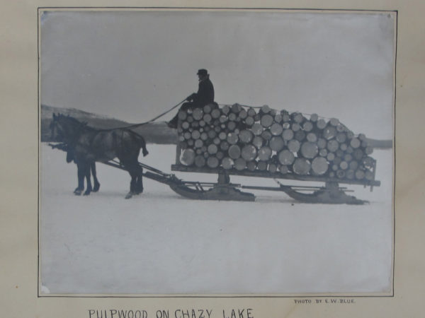 Bobsled load of pulpwood on Chazy Lake in Dannemora