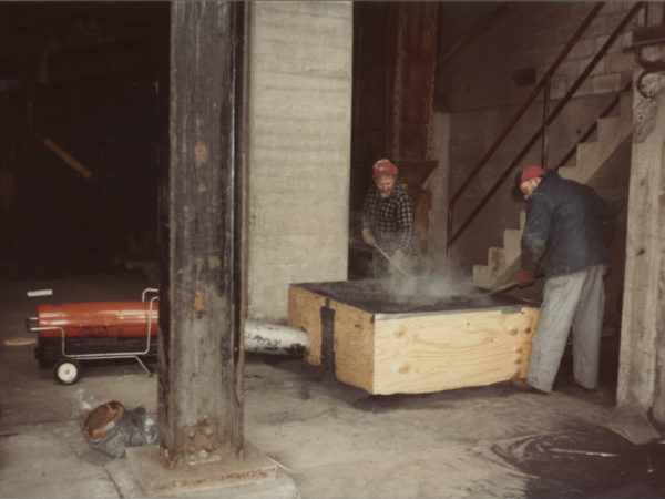 Drying iron ore concentrate. 1984. From the Patrick Farrell Mining Photograph Collection. Essex County, NY. Courtesy of the Adirondack Experience.