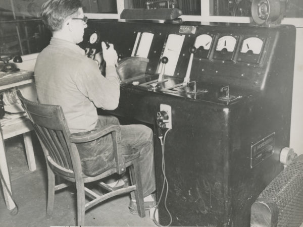 Worker operating a mine hoist in Essex County