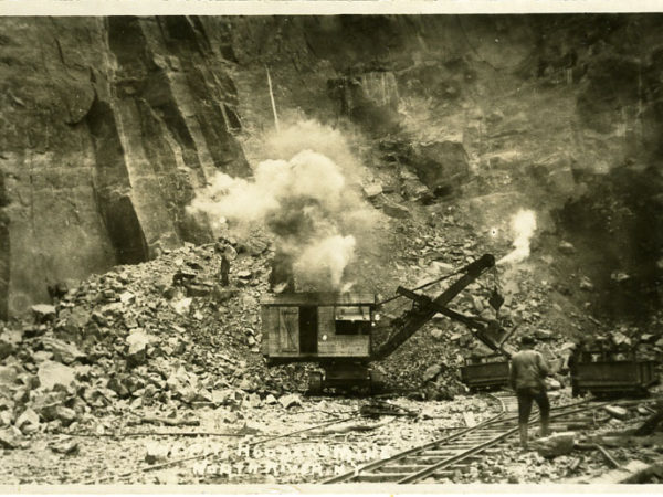 Steam shovel loads ore into ore cars at Hooper’s Mine in North River