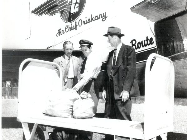 Receiving the first Air Mail delivery in Ogdensburg