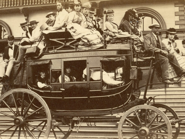 A full stagecoach at the Fort William Henry Hotel in Lake George