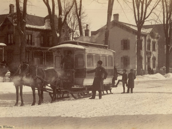 A horse-drawn trolley in Glens Falls