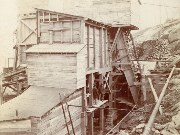 Construction of the Spier Falls Dam in Lake Luzerne