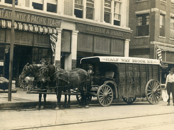 The Half Way Brook ice wagon in downtown Glens Falls