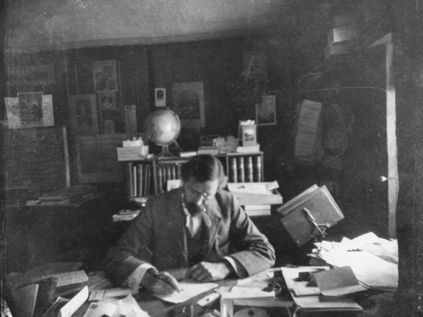 Photographer Seneca Ray Stoddard in his studio in Glens Falls