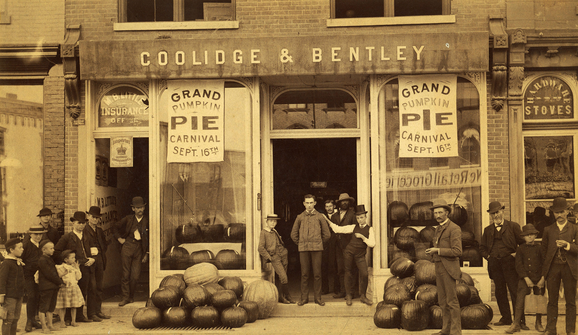 A Group Outside The Coolidge And Bentley Store In Glens Falls