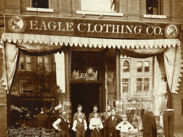 Employees outside the Eagle Clothing Co. store in Glens Falls