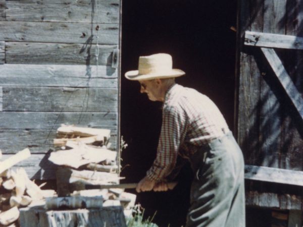 Alan Beede chopping wood Beede Rd. Keene Valley