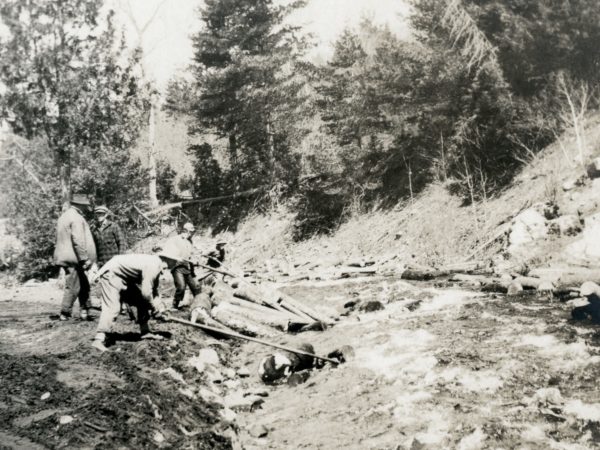 Log drive on Beede Brook in Keene Valley