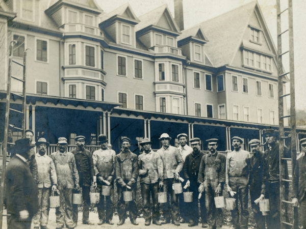 Painters outside the Ampersand Hotel in Saranac Lake