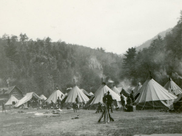 Soldiers’ commissary tents at Giant Trail in Keene Valley