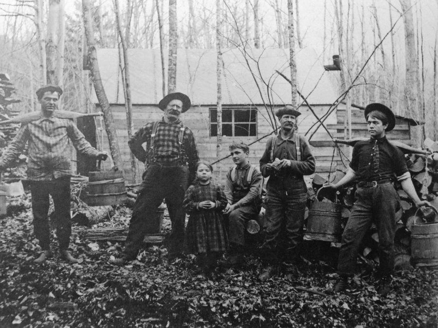 Warren Allen boiling maple syrup at the Allen sugarhouse in Croghan