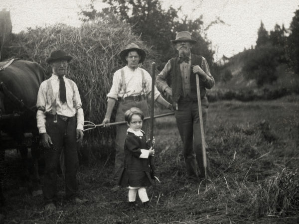 Haying with a child in Keene Valley