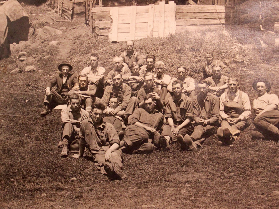 Miners with tools at Hoopers Mine in North River