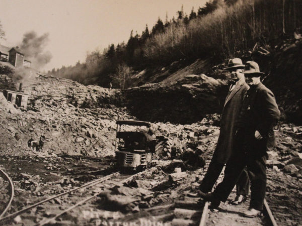 Workers at a garnet mine in North River